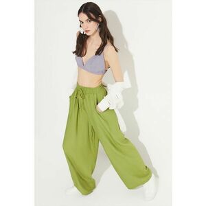 Pantaloni cu croiala ampla si talie ajustabila - Verde imagine