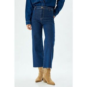 Blugi crop cu talie inalta - Albastru indigo imagine
