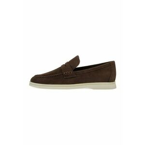 Pantofi loafer din piele intoarsa cu varf rotund - Maro inchis imagine