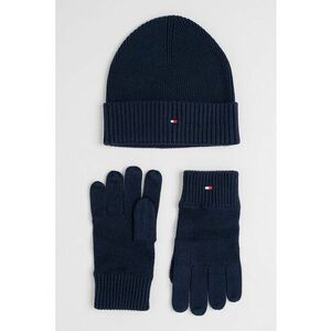 Set de manusi si caciula din amestec de casmir Flag - Bleumarin imagine