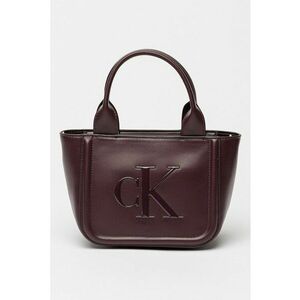 Geanta tote din piele cu model monograma in relief - Violet pruna imagine