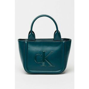 Geanta tote din piele cu model monograma in relief - Verde persan imagine