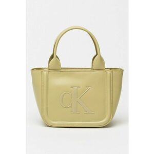 Geanta tote din piele cu model monograma in relief - Verde fistic imagine