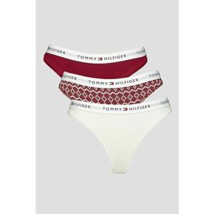 Set de chiloti tanga cu model tematic de Craciun - 3 perechi - Visiniu/Alb fildes imagine