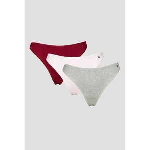 Set de chiloti tanga din amestec de bumbac - 3 perechi - Visiniu/Roz pastel/Gri melange imagine