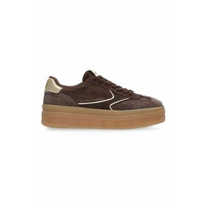 Pantofi sport de piele si piele intoarsa - Auriu/Maro inchis imagine
