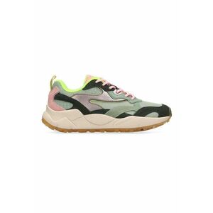Pantofi sport wedge cu garnituri de piele intoarsa - Negru stins/Verde sparanghel imagine