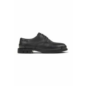 Pantofi din piele cu sireturi - Negru imagine