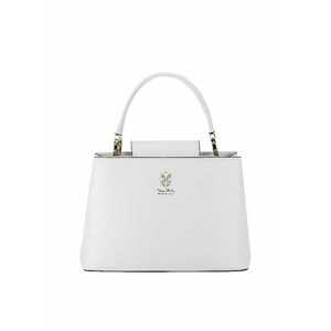 Geanta din piele naturala cu maner B-8950 119 - Alb - 18x25x12 imagine