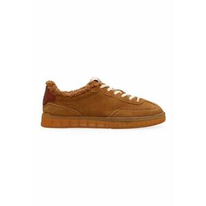 Pantofi sport de piele intoarsa cu garnituri de lana - Caramel imagine