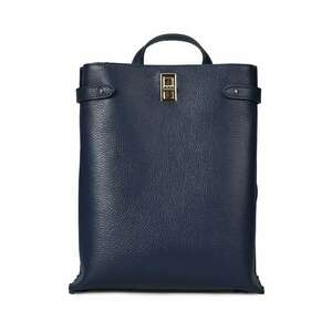 Rucsac dreptunghiular din piele - Bleumarin imagine