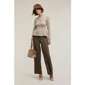 Pantaloni cu croiala ampla si model in carouri - Negru/Maro deschis imagine