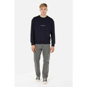 Bluza de trening cu decolteu rotund si text brodat - Negru imagine