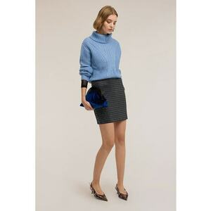 Fusta mini cu model geometric - Negru/Albastru/Argintiu imagine