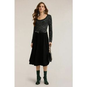 Pulover slim-fit cu decolteu rotund - Negru stins/Argintiu imagine