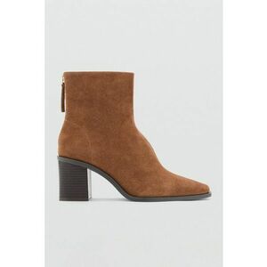 Botine din piele intoarsa cu fermoar - Caramel imagine