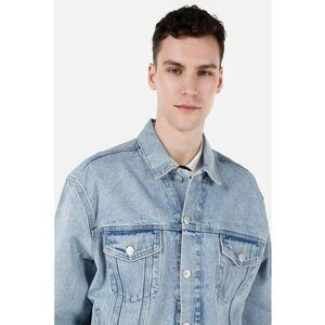 Jacheta din denim cu aspect decolorat - Albastru deschis imagine