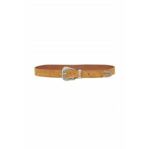 Cureaua Dama - Western Belt - Model Clasic - Catarama Din Metal - Reglabil - Reutilizabile - Pentru Pantaloni - Blugi - Rezistenta La Uzura Si Rezistenta La Zgarieturi - 100% Piele Naturala - Maro - Caramel imagine
