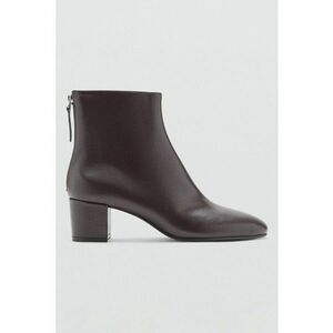 Botine de piele cu toc masiv - Violet pruna imagine