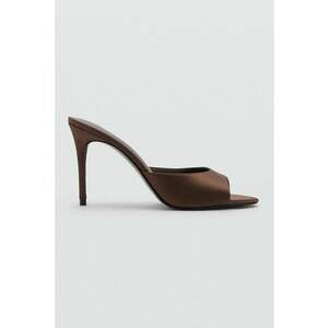 Sandale textile cu toc stiletto - Maro inchis imagine