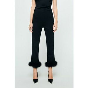 Pantaloni crop slim-fit cu terminatie pufoasa - Negru imagine
