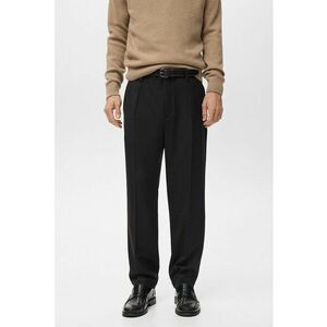 Pantaloni eleganti regular fit din amestec de lana cu buzunare cu clapa - Negru imagine