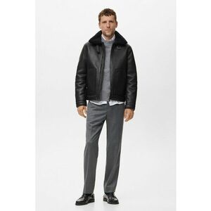 Jacheta din fleece de piele sintetica - Negru imagine