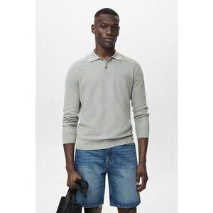 Pulover polo cu model uni - Gri deschis imagine