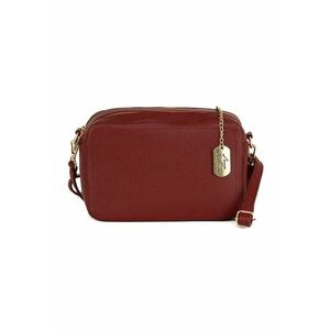 Geanta crossbody de piele cu aspect granulat - Visiniu imagine