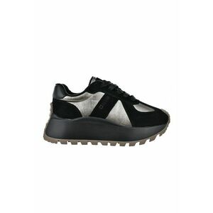 Pantofi sport de piele si piele intoarsa - Negru/Argintiu/Gri inchis imagine
