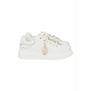 Pantofi sport cu segmente din piele - Alb/Auriu imagine
