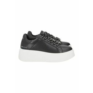 Pantofi sport cu segmente din piele - Negru imagine