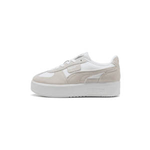Pantofi sport flatform din piele intoarsa si piele Palermo Elevata - Alb/Maro taupe deschis imagine