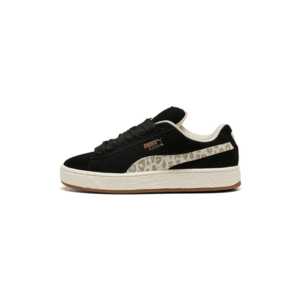 Pantofi sport din piele intoarsa cu animal print Suede XL - Alb fildes/Negru imagine