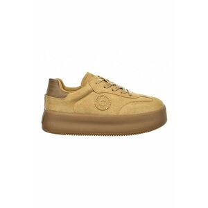 Pantofi sport flatforma de piele ecologica - Maro camel imagine