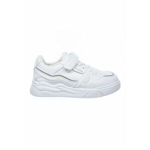 Pantofi sport de piele ecologica cu banda velcro - Alb imagine