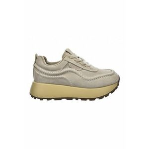 Pantofi sport flatform de piele intoarsa - Maro nisip imagine