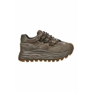 Pantofi sport wedge de piele intoarsa cu garnituri de blana sintetica - Maro taupe imagine