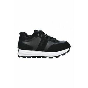 Pantofi sport wedge de piele intoarsa cu captuseala calduroasa - Negru imagine