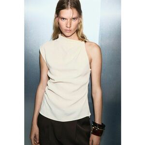 Bluza uni fara maneci - Crem imagine