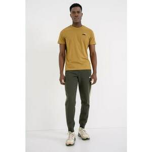 Tricou de bumbac cu decolteu la baza gatului si logo brodat Essentials 2 - Verde masliniu imagine