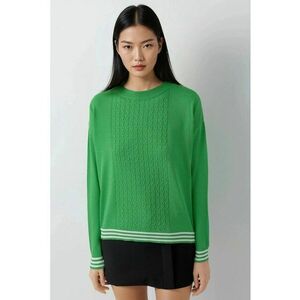 Pulover dama - guler rotund - model impletit - verde - tricot - One Size imagine