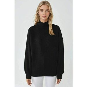 Pulover dama - supradimensionat - jumatate de guler - negru - tricot - One Size imagine