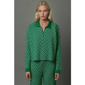 Pulover dama - polo tricotat - model - verde - acril - One Size imagine