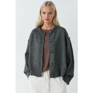 Cardigan tricotat - relaxat - gri - textil imagine