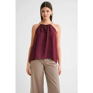 Top cu guler halter - detalii - rosu burgund - modal imagine