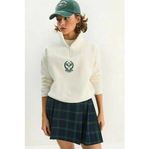 Bluza dama - guler cu fermoar - broderie - alb - textil imagine