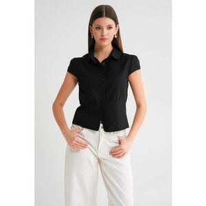 Camasa dama - camasa Poplin Slim Fit - negru - textil imagine