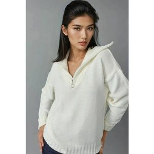 Pulover dama - tricotat - supradimensionat - alb - tricot - One Size imagine