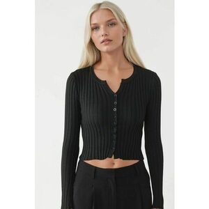 Pulover scurt - cu nasturi - negru - tricot - One Size imagine